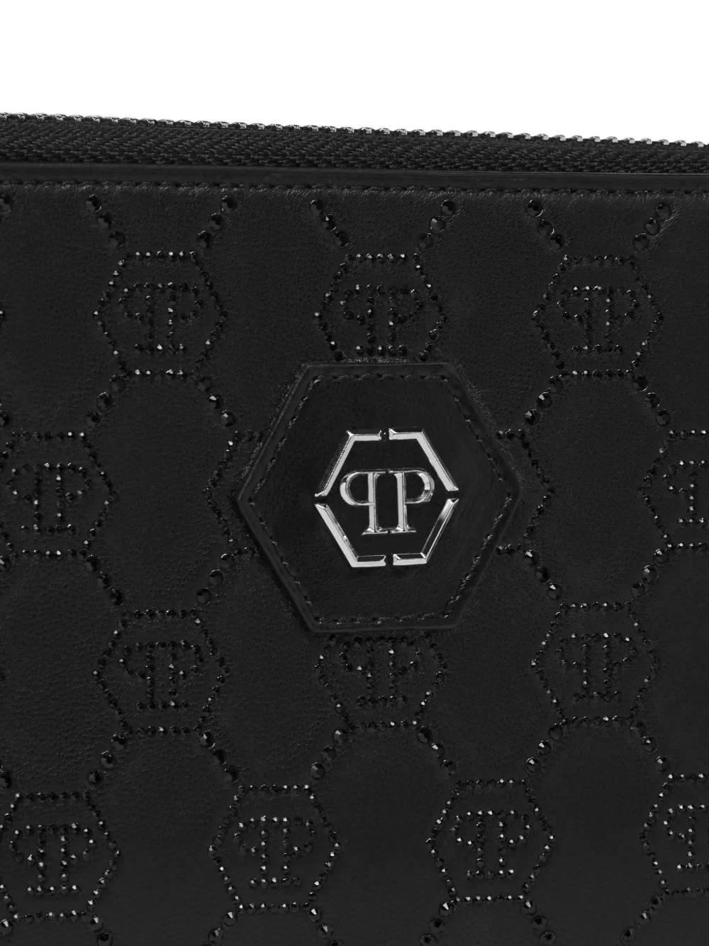 Philipp Plein Portemonnee met monogramprint Zwart