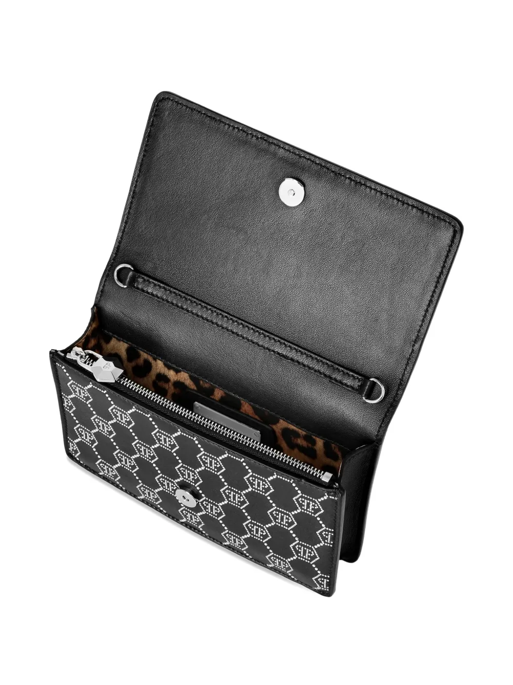 Philipp Plein Schoudertas met monogram en kettingband Zwart