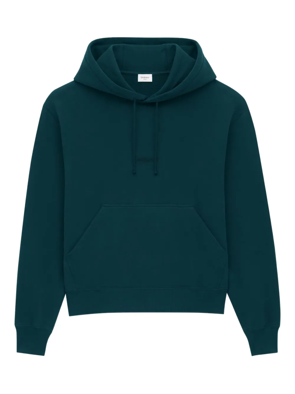 Saint Laurent Logo-embroidered Hoodie In Green