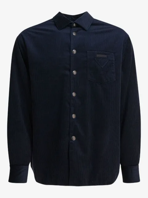 Prada triangle-logo corduroy shirt