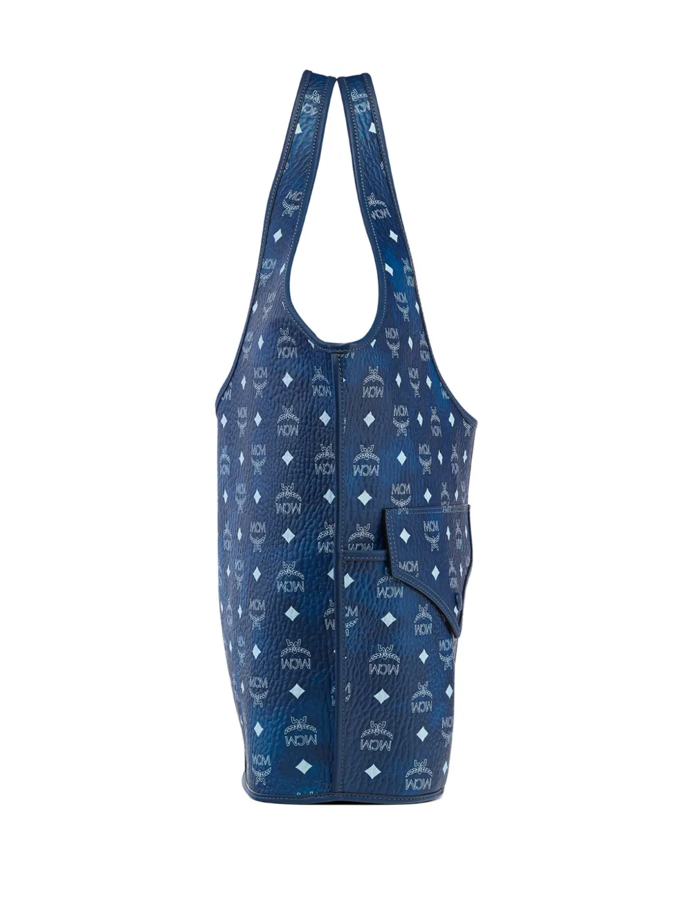 Mcm Large Leni Signature Visetos Canvas Tote Bag In Blue
