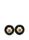 CHANEL Pre-Owned 1996 Resin CC Shell Button Clip On Earrings costume earrings - Black
