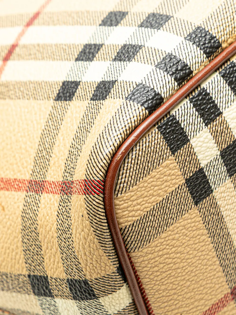 Pre-owned Burberry 2000-2017 Haymarket Check Coated Canvas Tote Bag In Brown