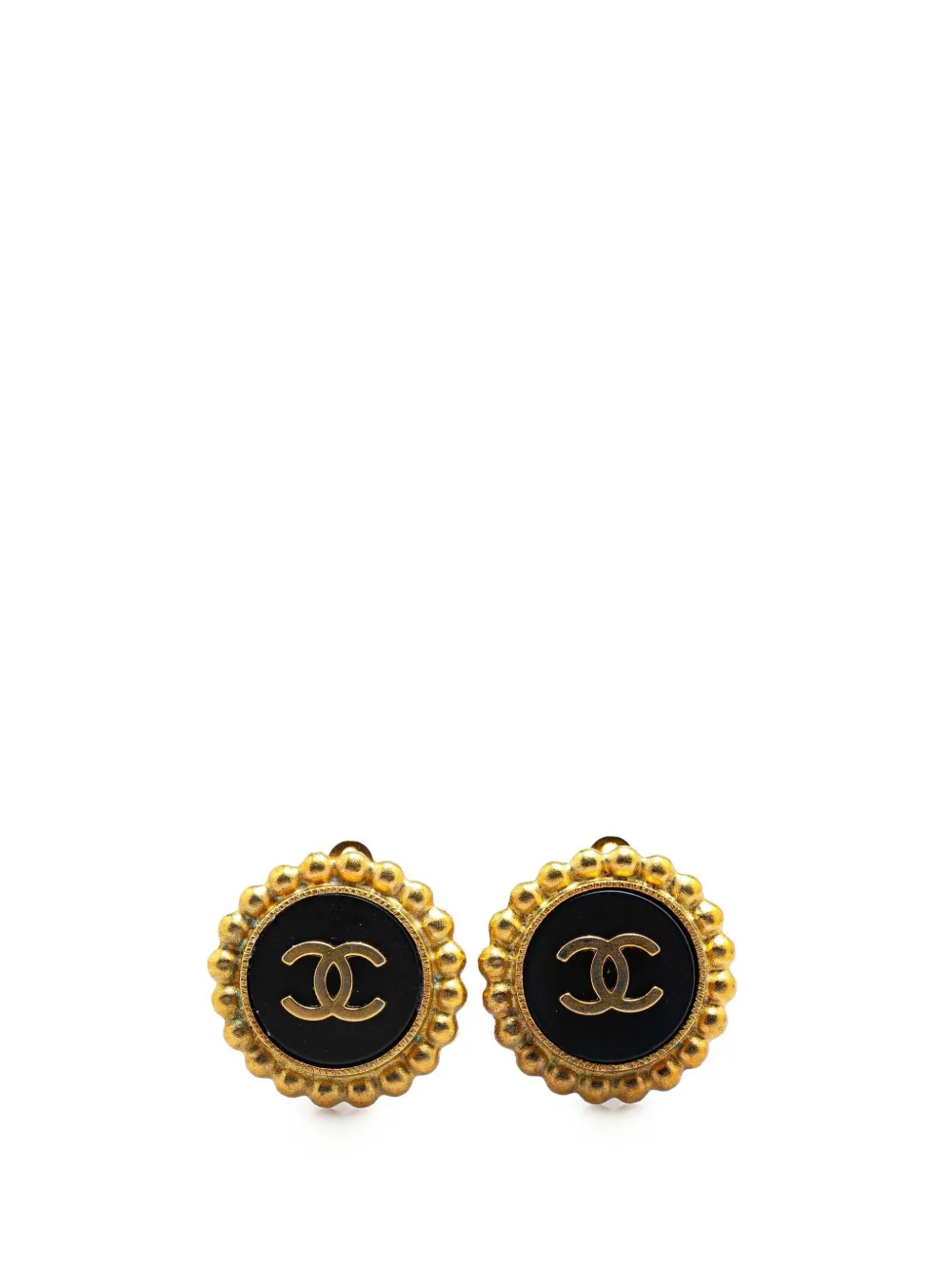 CHANEL Pre-Owned 1995 Gold Plated and Resin CC Clip on Earrings costume earrings | Gold | Image 1