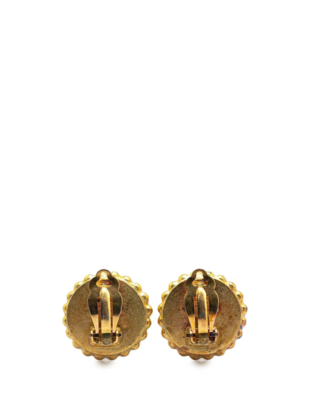 CHANEL Pre-Owned 1995 Gold Plated and Resin CC Clip on Earrings costume earrings | Image 2