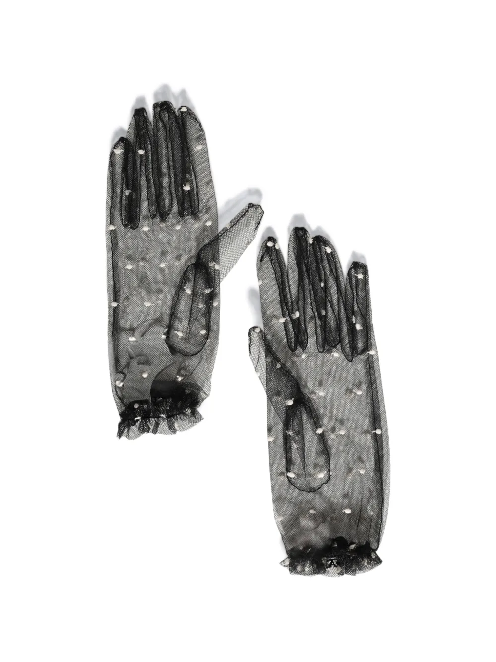 Valentino Garavani polka-dot tulle gloves - Schwarz