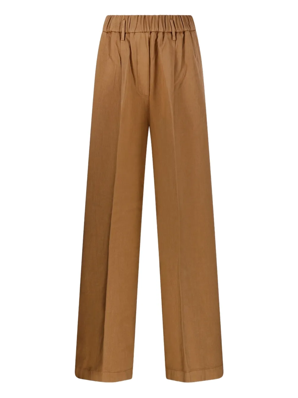 elastic-waist pleated trousers