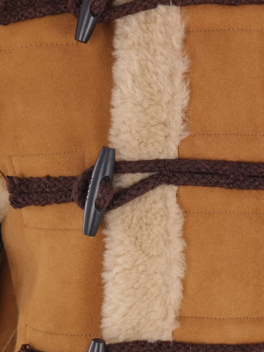 Sacai Toggle Mouton Coat In Brown
