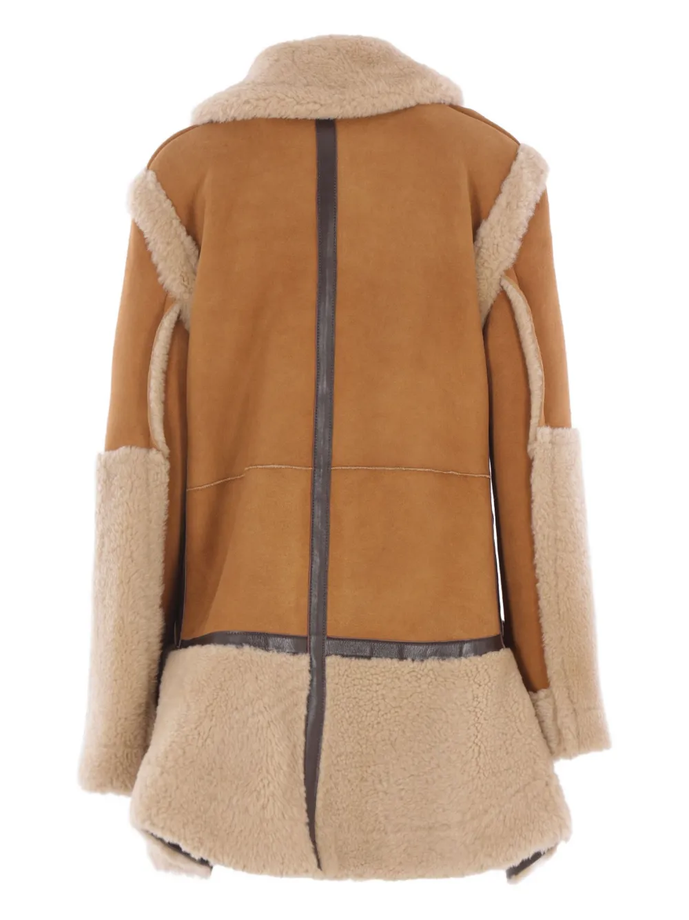 Sacai Toggle Mouton Coat In Brown