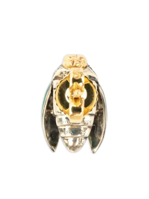 Bibi van der Velden pendiente Scarab en oro amarillo de 18 ct con diamantes y tsavorita