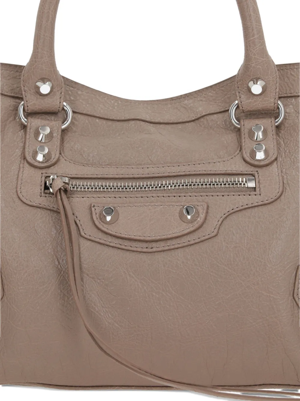 Balenciaga Le City leren handtas met studs Beige