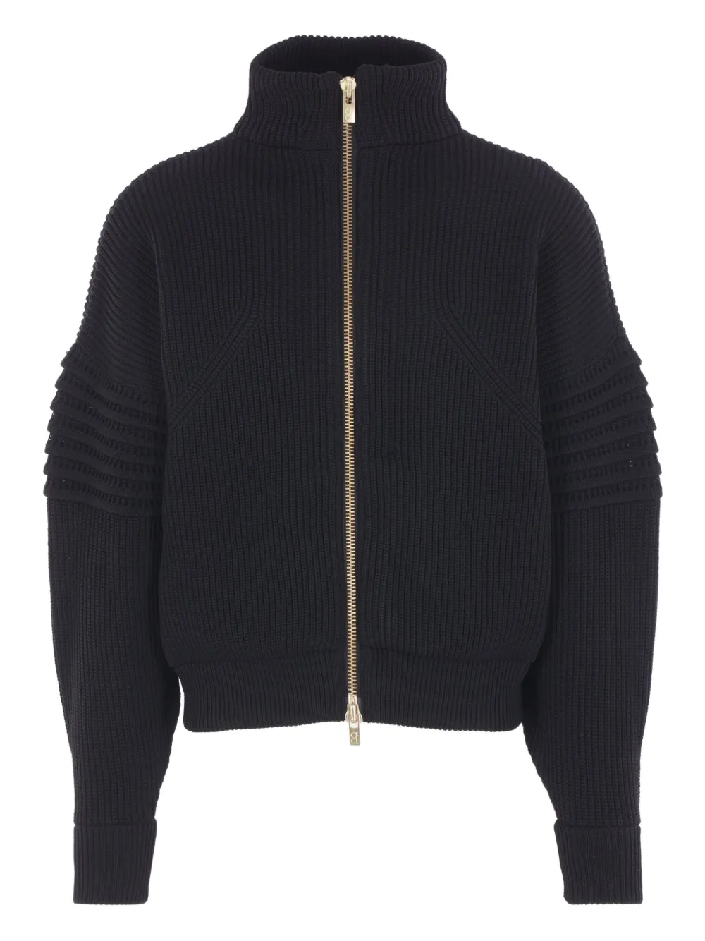 Cfcl Ribbed-detail Zip-up Jacket In Black
