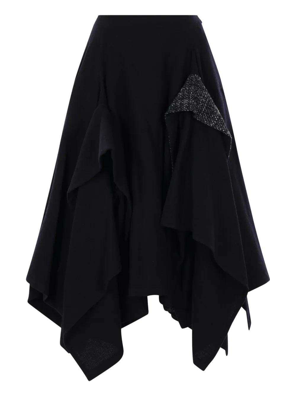 Yohji Yamamoto Rok met ruches en vlakken - Zwart