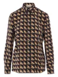 Valentino Garavani dog-print pearl-button silk shirt - Black