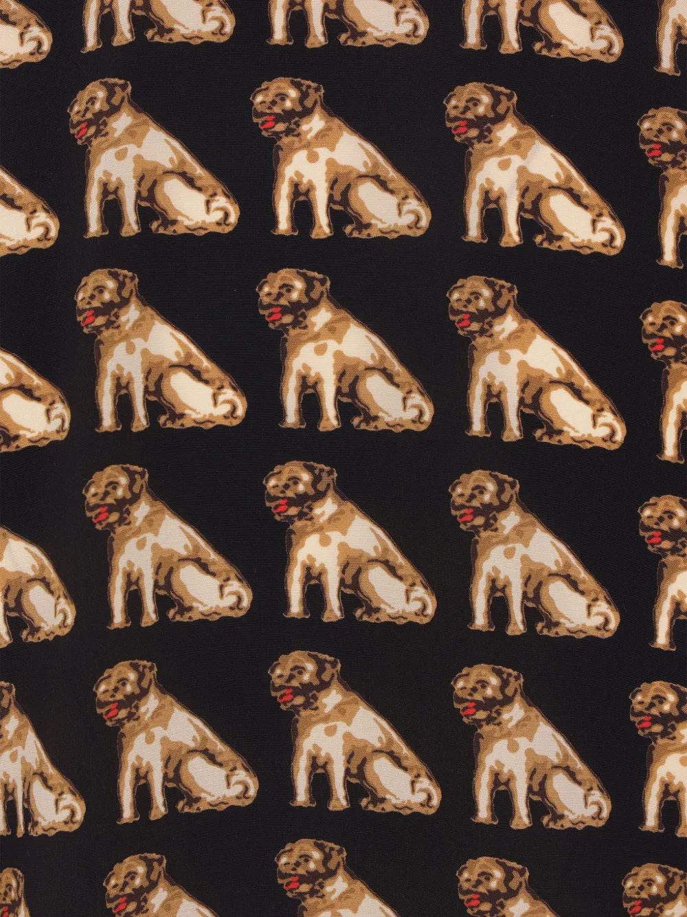 Valentino Garavani Zijden blouse met hondenprint en parelknoop Zwart