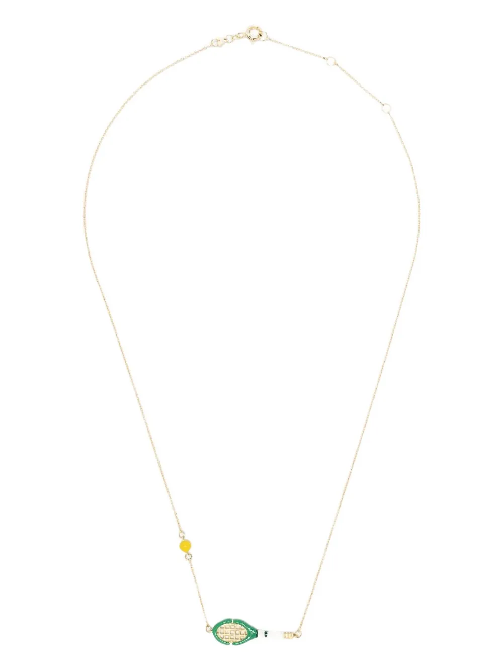 9K white gold tennis-racquet necklace