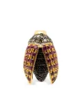 Bibi van der Velden 18K yellow gold Mini Scarab multi-stone earring - Pink