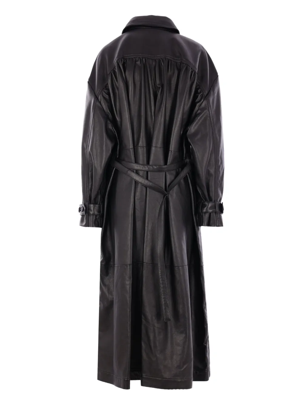 Ann Demeulemeester double-breasted leather coat - Zwart