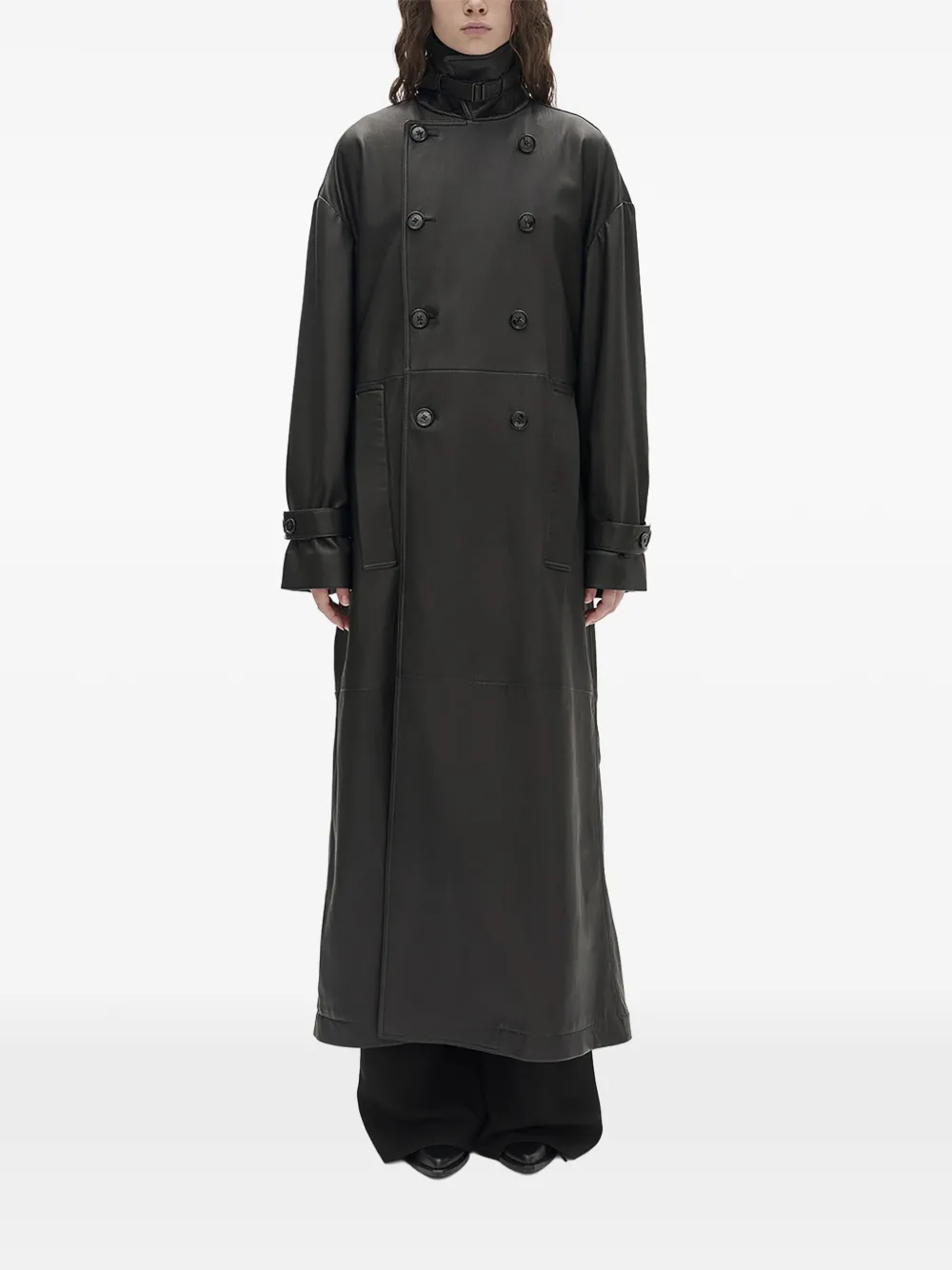 Ann Demeulemeester double-breasted leather coat - Nero