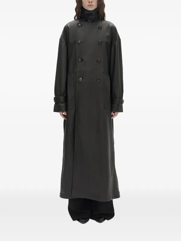 Ann Demeulemeester レザー ダブルコート | ブラック | FARFETCH JP