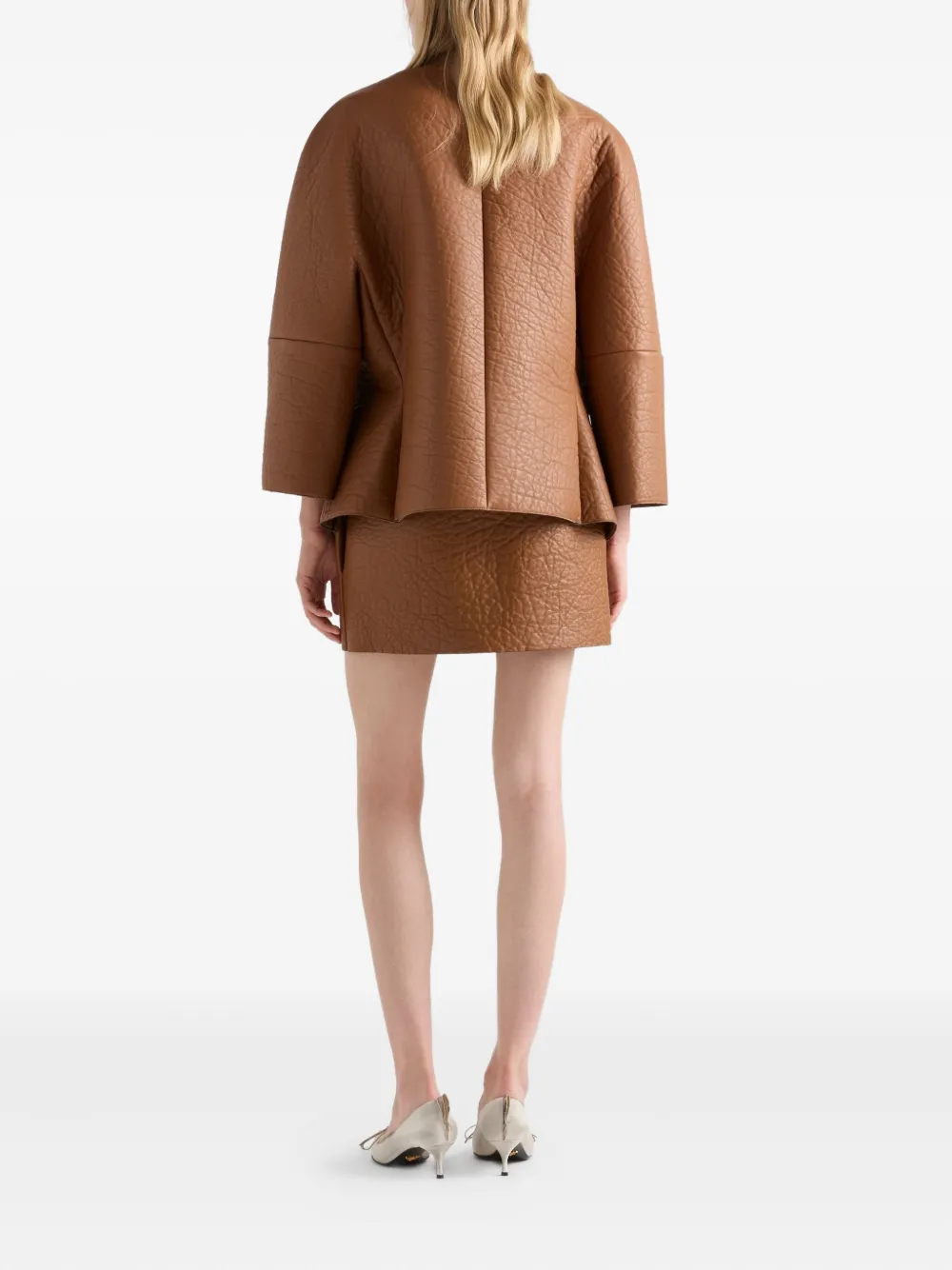 Prada Leren jack met sjaaldetail Bruin