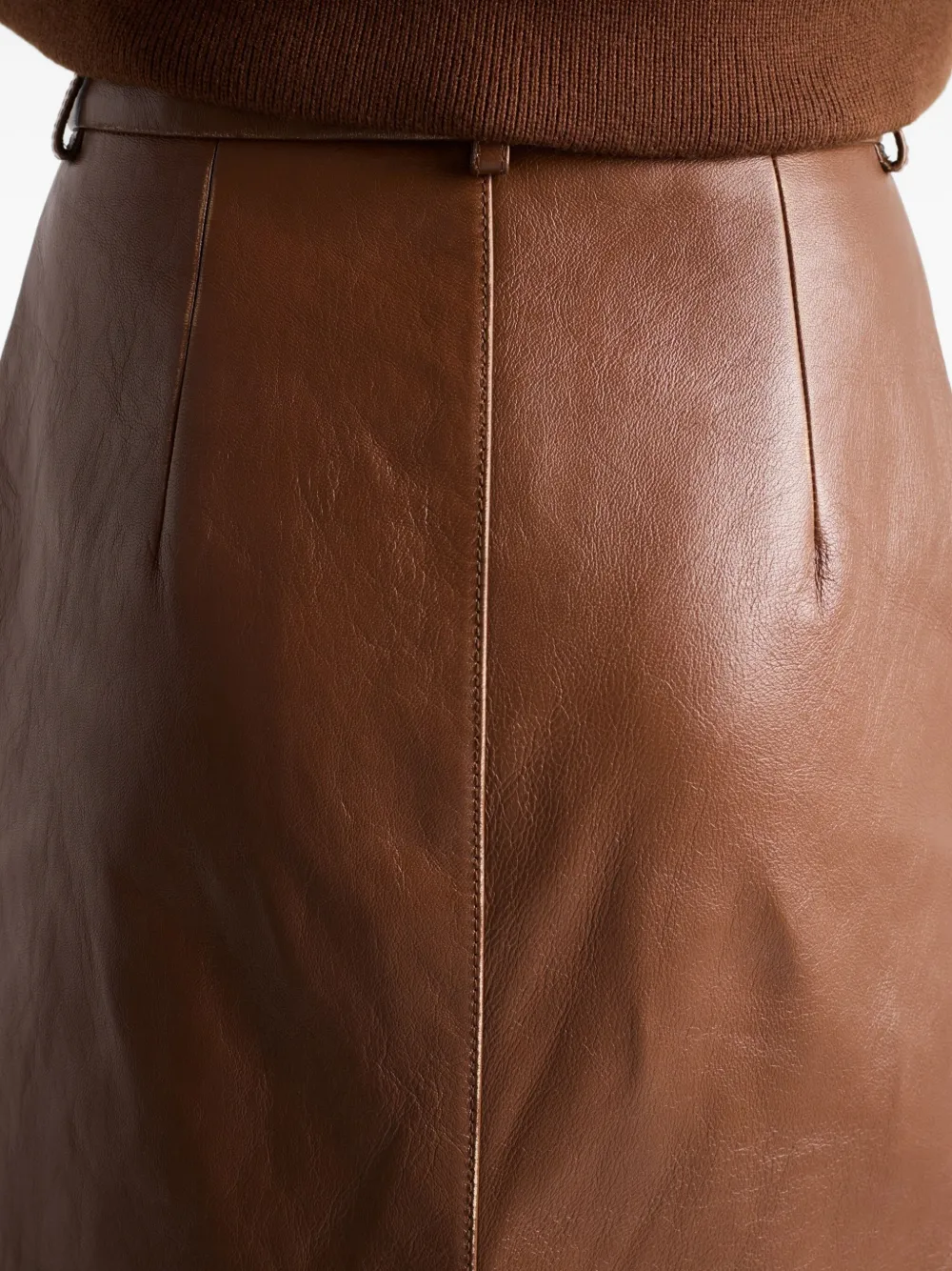 Prada Leren kokerrok Bruin