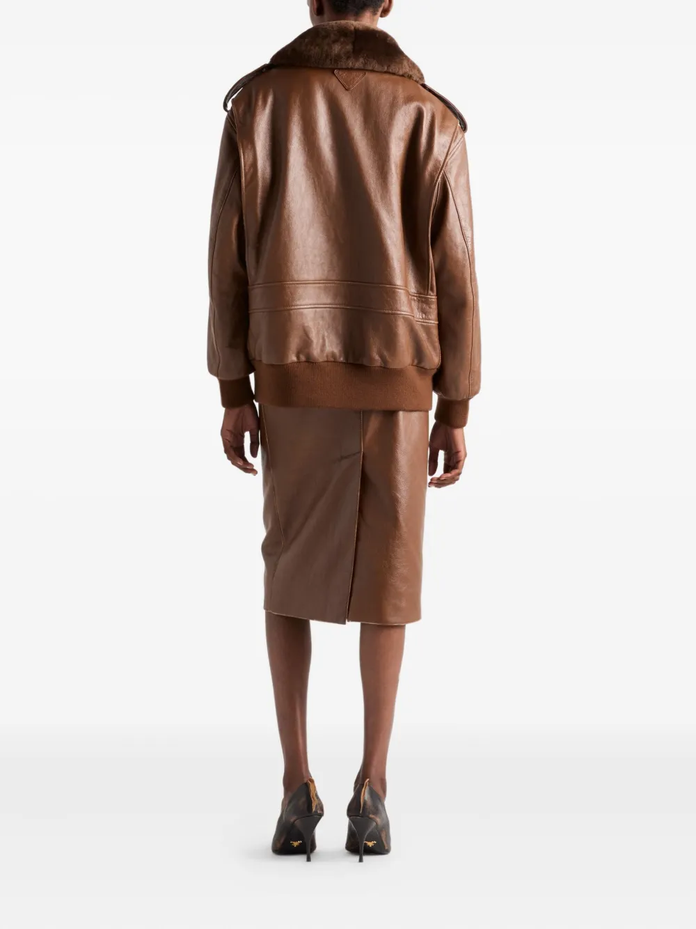 Prada Leren kokerrok Bruin