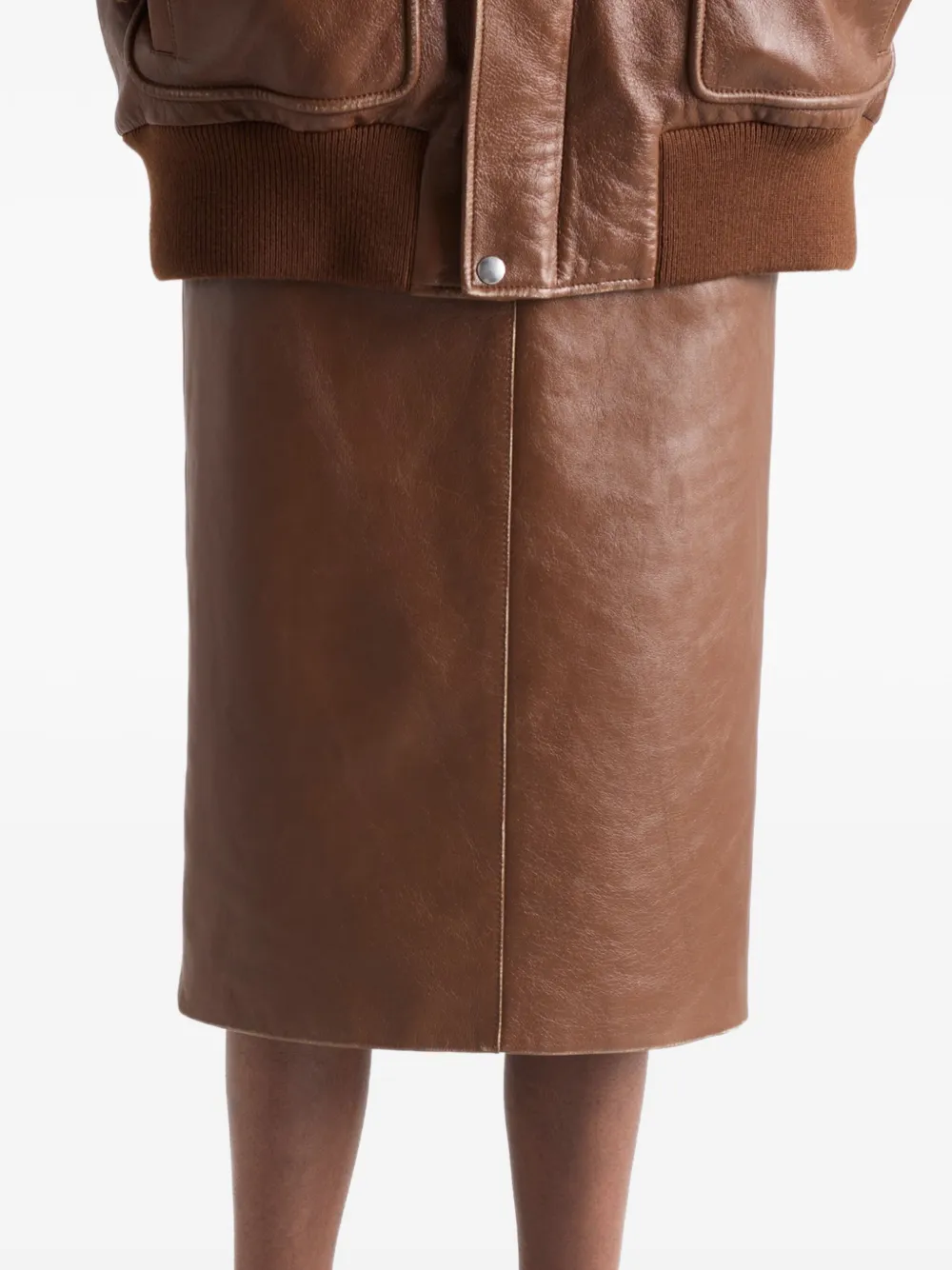 Prada Leren kokerrok Bruin