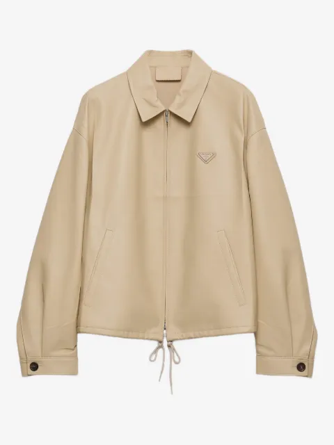 Prada Jaqueta de couro com logo