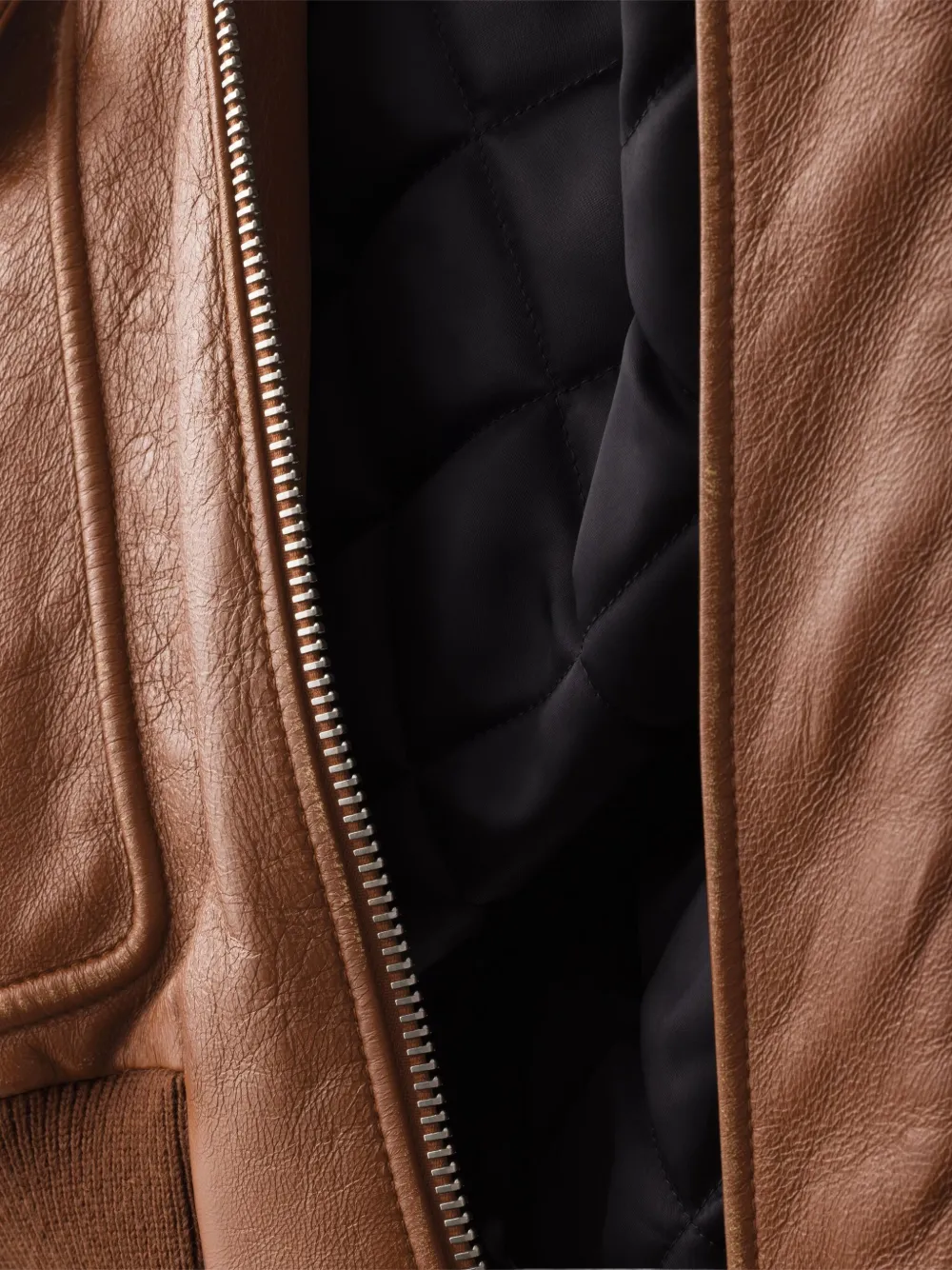 Prada Leren jack met lammy kraag Bruin