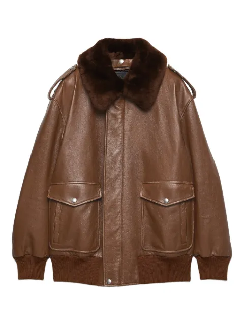 Prada shearling-collar leather jacket