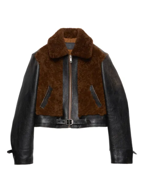 Prada shearling-panelled leather jacket