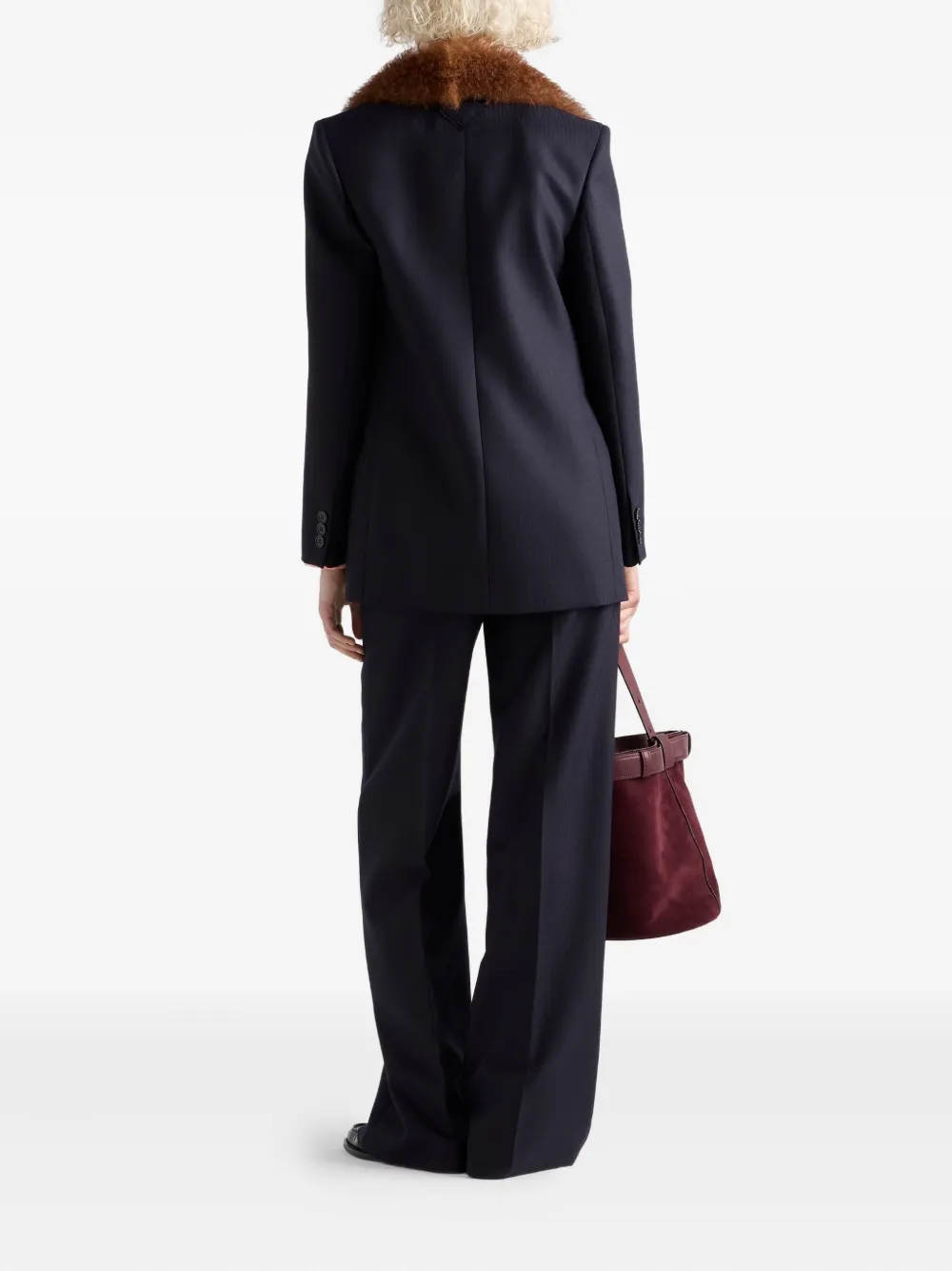 Prada Broek met visgraat patroon en logo Blauw