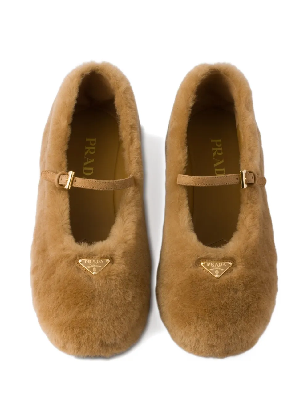 Prada shearling ballet flats Brown