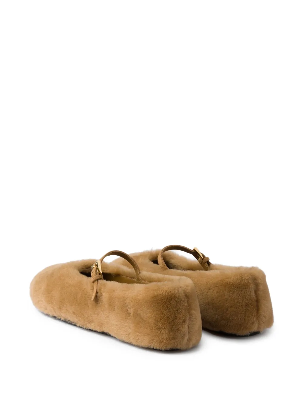 Prada shearling ballet flats Brown