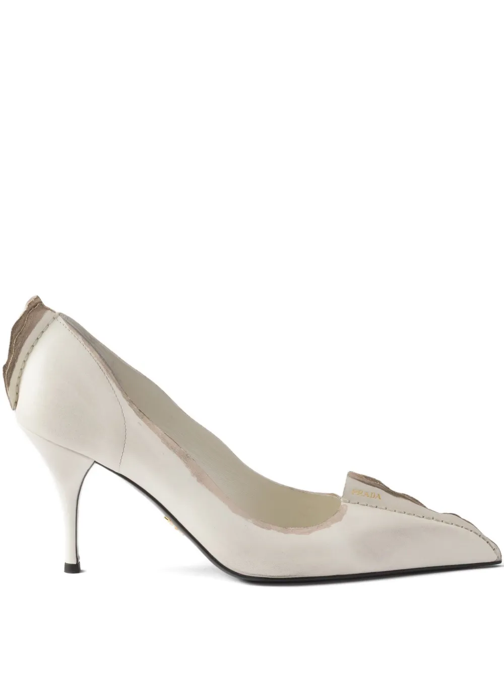 Prada 85mm Antiqued leather pumps Neutrals
