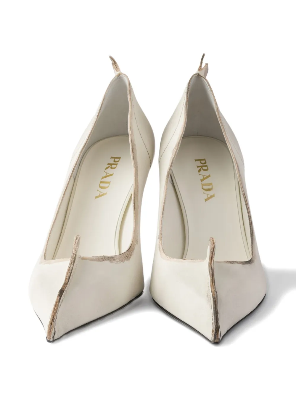 Prada 85mm Antiqued leather pumps Neutrals