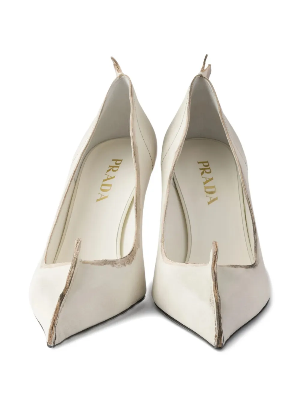  Prada 85mm Antiqued Leather Pumps - Neutrals 