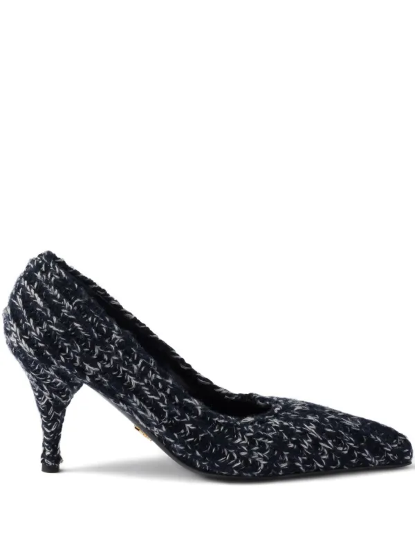 Prada 85mm Knitted Pumps in Blue