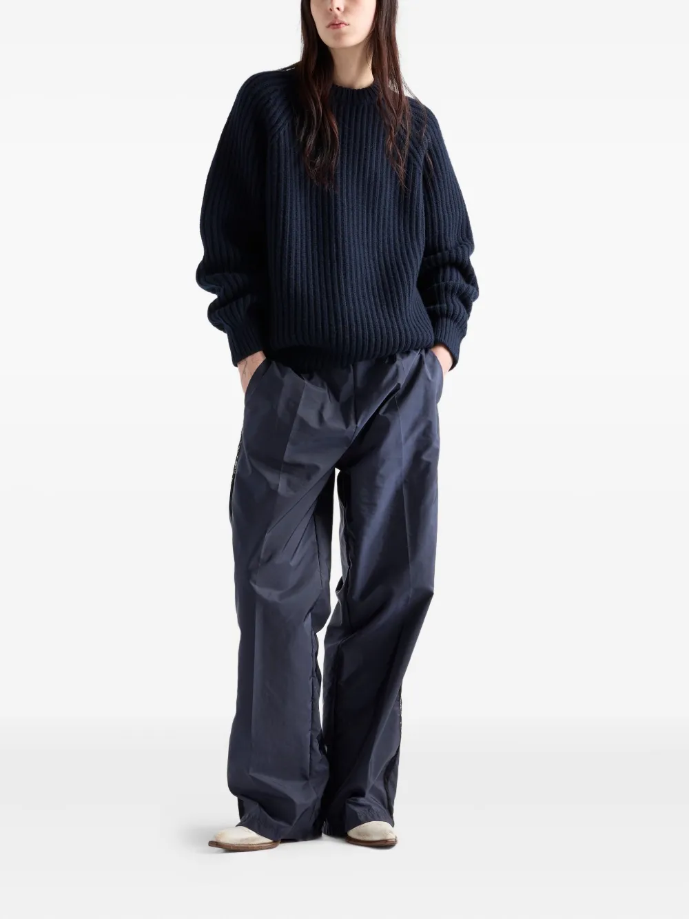 Prada elastic-waist trousers - Blauw