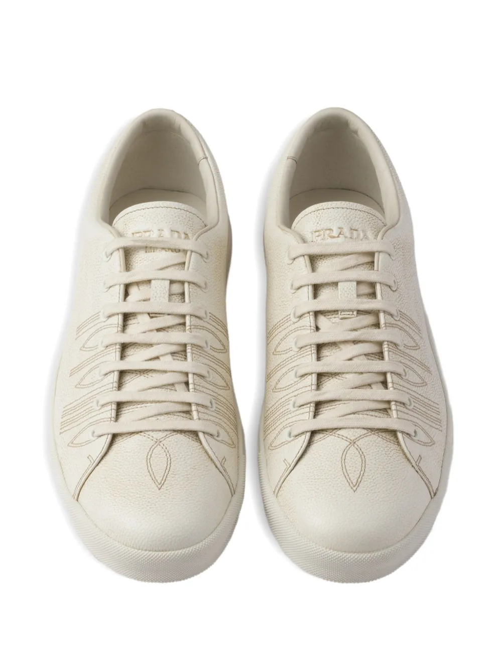 Prada distressed leather sneakers Neutrals