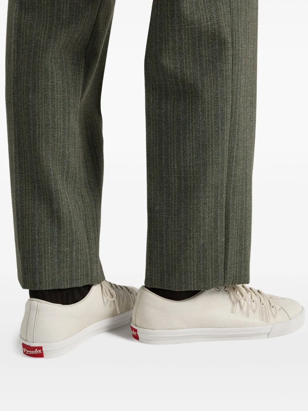 Prada distressed leather sneakers Neutrals