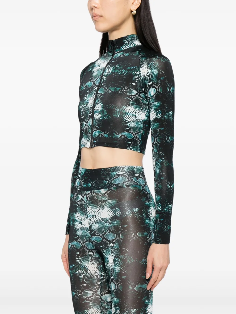 Tessitura Body Couture Snakeskin-print Top In Green