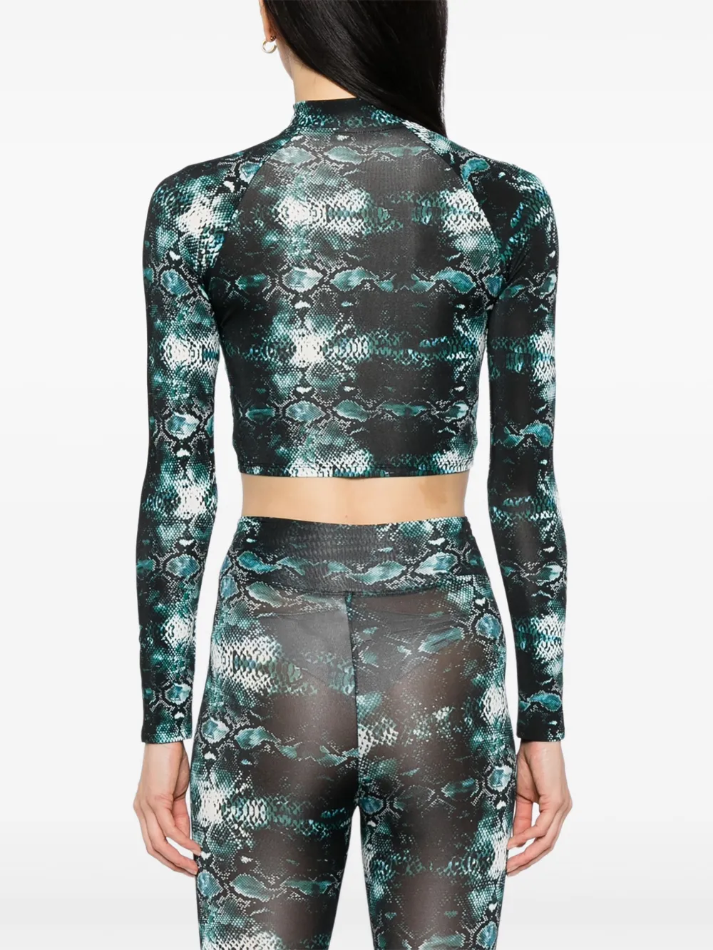 Tessitura Body Couture Snakeskin-print Top In Green