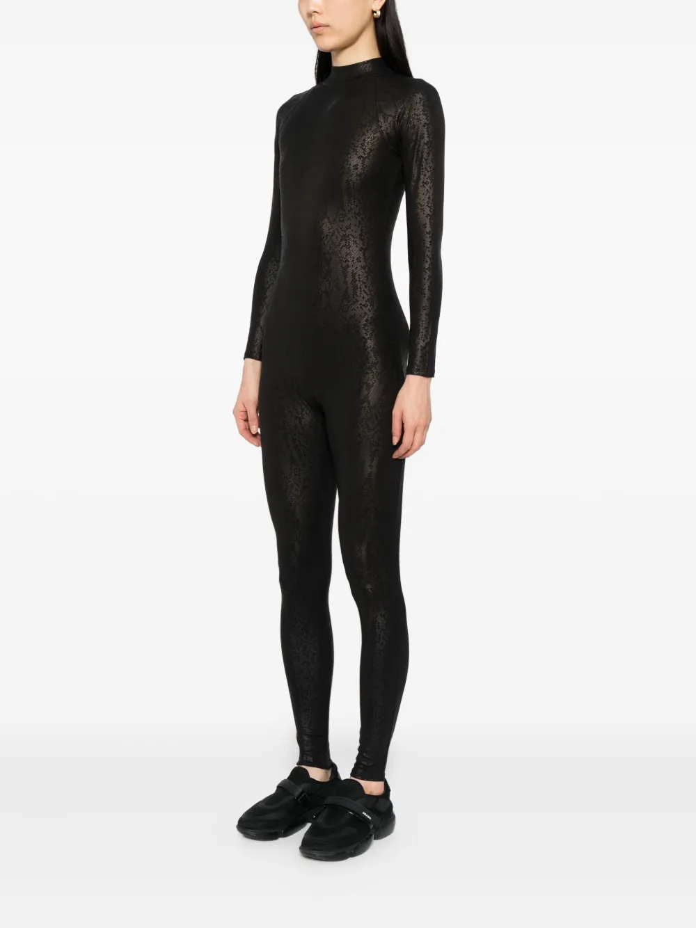 Tessitura Body Couture Snake Print Jumpsuit In Black