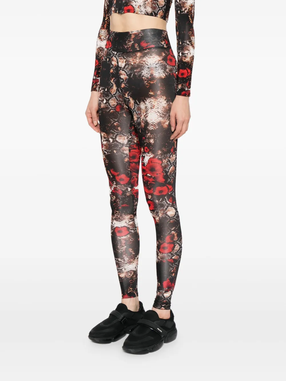 Tessitura Body Couture Flower-print Legging In Multi