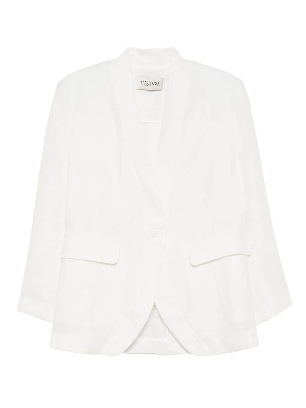 Tessitura Body Couture Linen Blazer In White