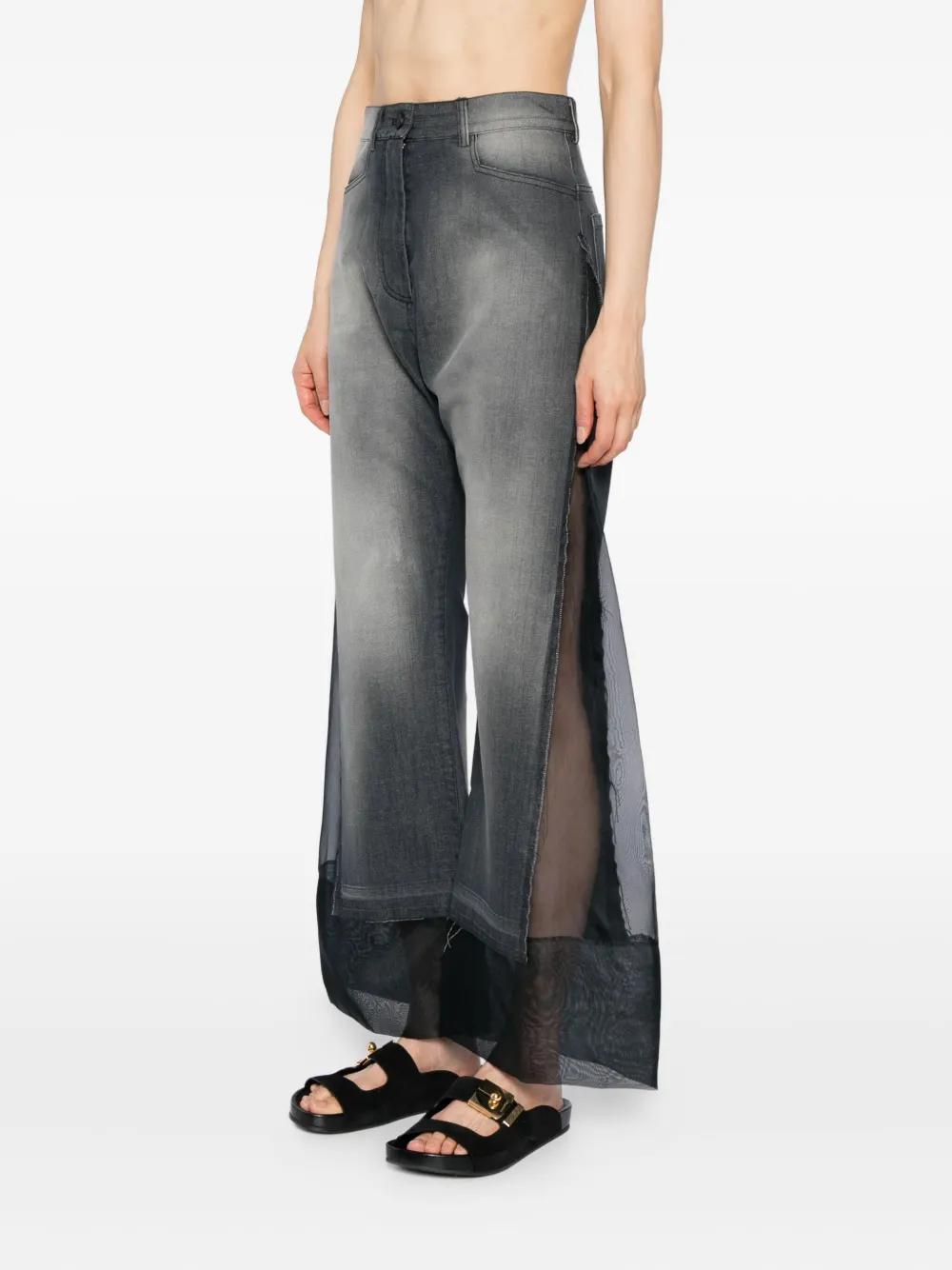 Tessitura Body Couture Lace Patch Jeans In Black