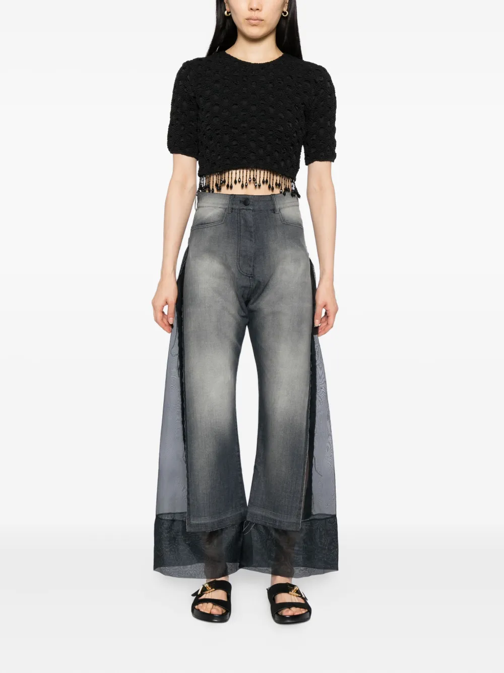Tessitura Body Couture Jeans met kanten patch - Blauw