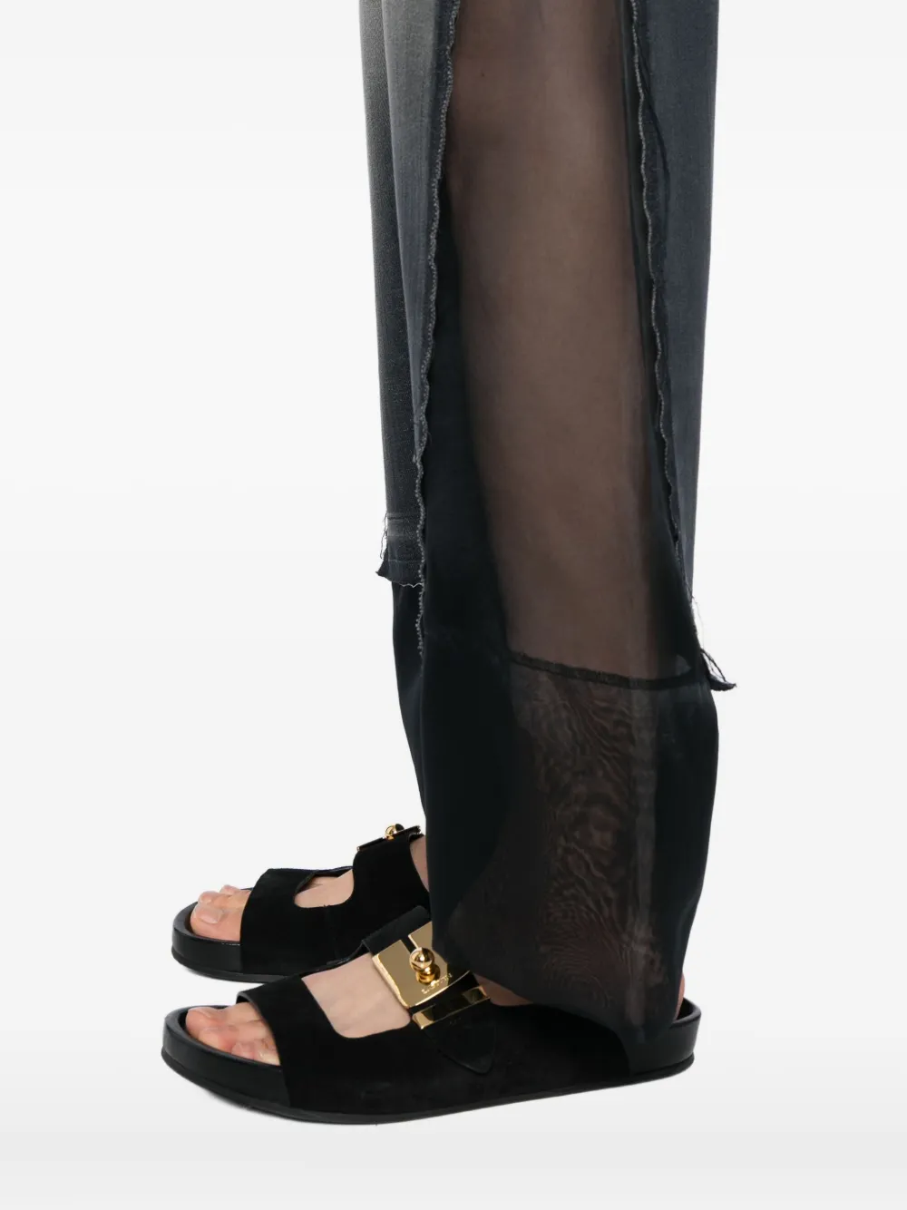 Tessitura Body Couture Lace Patch Jeans In Black